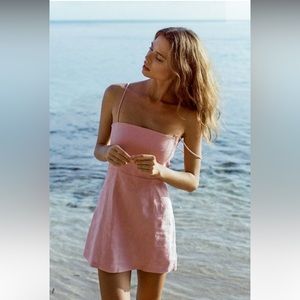 The Posse Mya pink mini linen dress